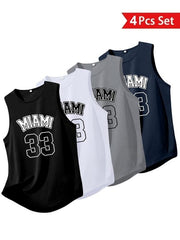 Paquete de 4 camisetas de tirantes para hombre (estilo *muscle tank*), de poliéster transpirable y microelástico, ideales para correr, gimnasio y entrenamiento; ropa deportiva duradera para todas las estaciones.