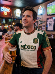 Camiseta estampada con diseño artístico para amantes del fútbol mexicano, para hombre