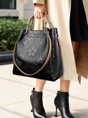 Set de bolsos de moda para mujer con relieve floral, que incluye un bolso de gran capacidad y un bolso cruzado; un conjunto versátil y actual, ideal para el día a día y los desplazamientos.