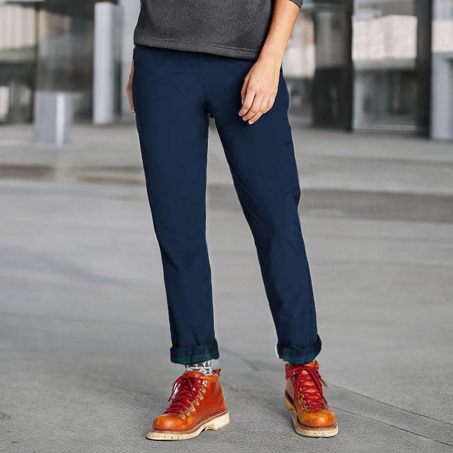 Eddie Bauer - Pantalón polar elástico con forro polar para mujer