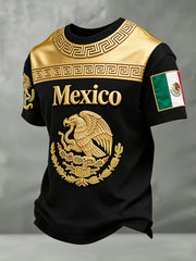Camiseta estampada texturada con estampado de fútbol mexicano para hombre