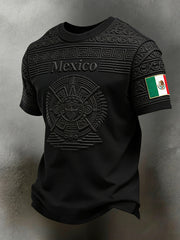 Camiseta para hombre con estampado artístico en relieve y textura, de animadoras de fútbol mexicano