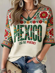 Camiseta estampada para mujeres, amantes del fútbol mexicano
