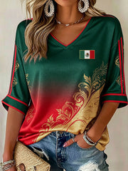 Camiseta estampada para mujeres, amantes del fútbol mexicano