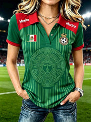 Polo casual estampado mexicano para mujer