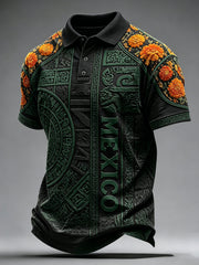 Polera con estampado artístico de partido de fútbol mexicano para hombre