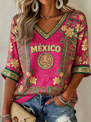 Camisetas estampadas para amantes del fútbol mexicano para mujer