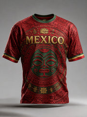 Camiseta con estampado artístico de elemento de animación: pizza y fútbol mexicano para hombre