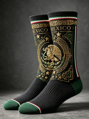 Calcetines unisex para animar en partidos de fútbol mexicano con estampados artísticos