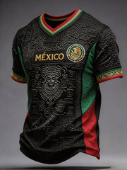 Camiseta estampada con diseño artístico para amantes del fútbol mexicano, para hombre