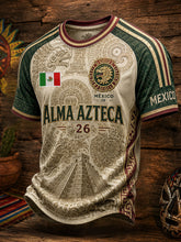 Camiseta estampada con diseño artístico para amantes del fútbol mexicano, para hombre
