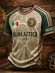 Camiseta estampada con diseño artístico para amantes del fútbol mexicano, para hombre