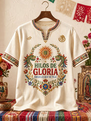 Camiseta de lino estampada con diseño del orgullo mexicano para mujer