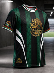 Camiseta con estampado de arte de elemento animador de partido de fútbol mexicano para hombre