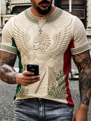 Camiseta informal estampada de aficionado al fútbol mexicano para hombre