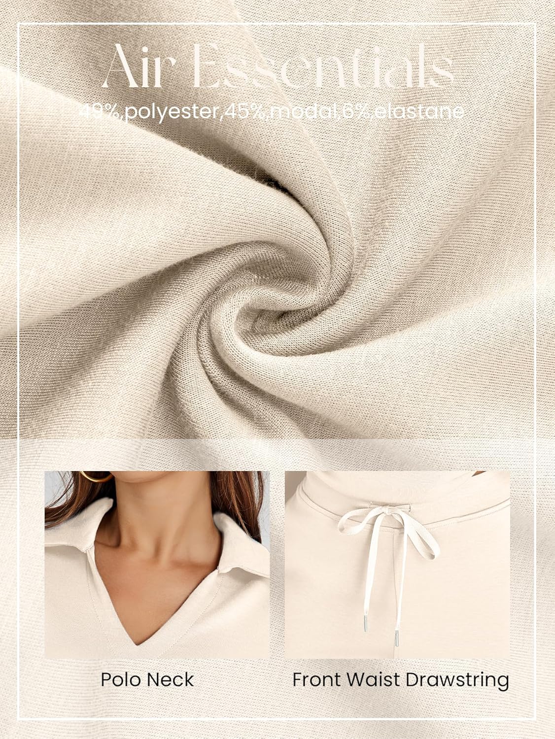 Glamaker - Conjunto de 2 piezas para mujer, estilo casual, manga larga, sudadera tipo polo y pantalones anchos a juego