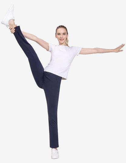 BALEAF - Pantalones de vestir de yoga para mujer, de 29 pulgadas/31 pulgadas, elásticos, pantalones de trabajo, informales, para negocios, pierna recta, corte de bota, con bolsillos