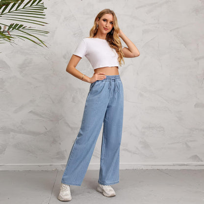 Love Welove - Jeans de Pierna Ancha para Mujer, elásticos, Cintura Alta, con cordón, Holgados, Talla Grande, 3XL