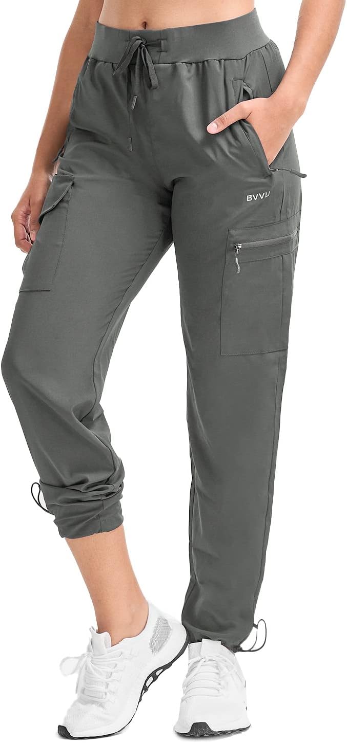 BVVU - Pantalones deportivos deportivos ligeros de secado rápido para mujer, pantalones de senderismo al aire última intervensión, impermeables, con bolsillos con cierre