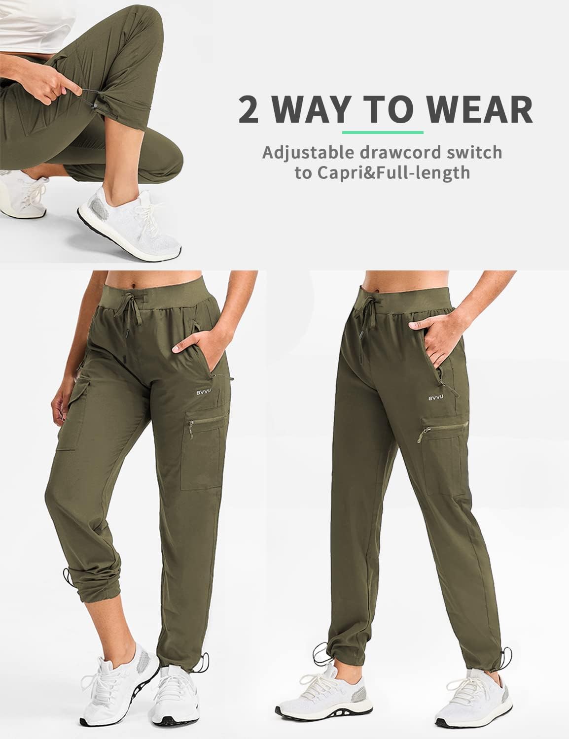 BVVU - Pantalones deportivos deportivos ligeros de secado rápido para mujer, pantalones de senderismo al aire última intervensión, impermeables, con bolsillos con cierre
