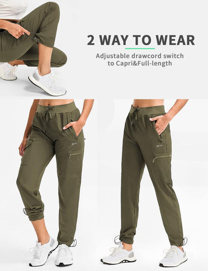 BVVU - Pantalones deportivos deportivos ligeros de secado rápido para mujer, pantalones de senderismo al aire última intervensión, impermeables, con bolsillos con cierre