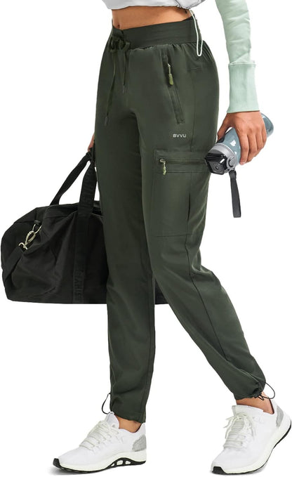 BVVU - Pantalones deportivos deportivos ligeros de secado rápido para mujer, pantalones de senderismo al aire última intervensión, impermeables, con bolsillos con cierre