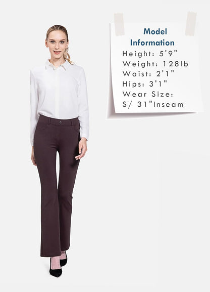 BALEAF - Pantalones de vestir de yoga para mujer, de 29 pulgadas/31 pulgadas, elásticos, pantalones de trabajo, informales, para negocios, pierna recta, corte de bota, con bolsillos
