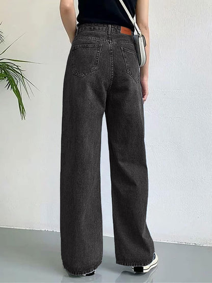 HDLTE Pantalones de Mezclilla Rasgados para Mujer, Pantalones de Mezclilla Holgados de Cintura Alta, Pantalones Rectos de Pierna Ancha, Pantalones de Calle Y2k