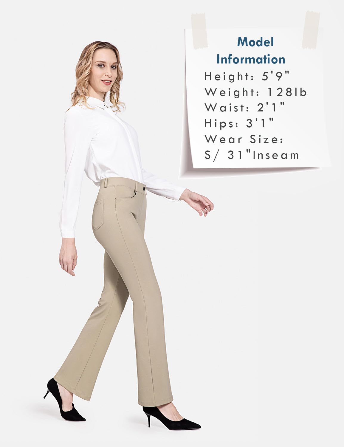 BALEAF - Pantalones de vestir de yoga para mujer, de 29 pulgadas/31 pulgadas, elásticos, pantalones de trabajo, informales, para negocios, pierna recta, corte de bota, con bolsillos