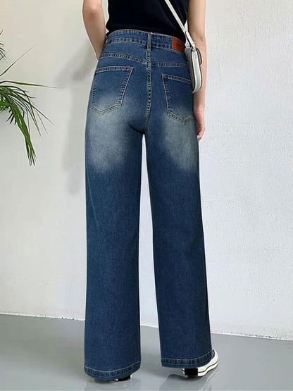 HDLTE Pantalones de Mezclilla Rasgados para Mujer, Pantalones de Mezclilla Holgados de Cintura Alta, Pantalones Rectos de Pierna Ancha, Pantalones de Calle Y2k