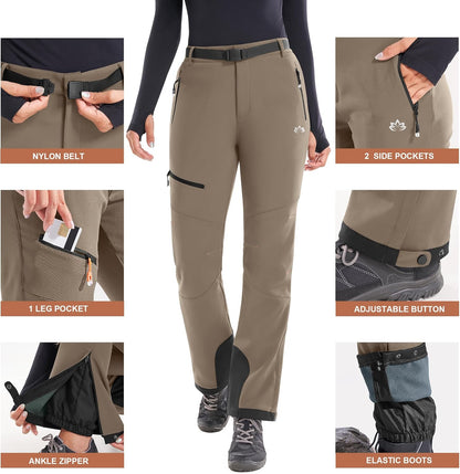 Heathyoga - Pantalones de nieve impermeables para mujer, pantalones de esquí para mujer, pantalones de snowboard y senderismo para mujer, pantalones cargo de forro polar