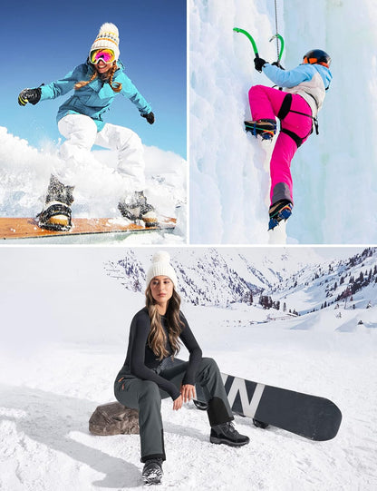 Heathyoga - Pantalones de nieve impermeables para mujer, pantalones de esquí para mujer, pantalones de snowboard y senderismo para mujer, pantalones cargo de forro polar