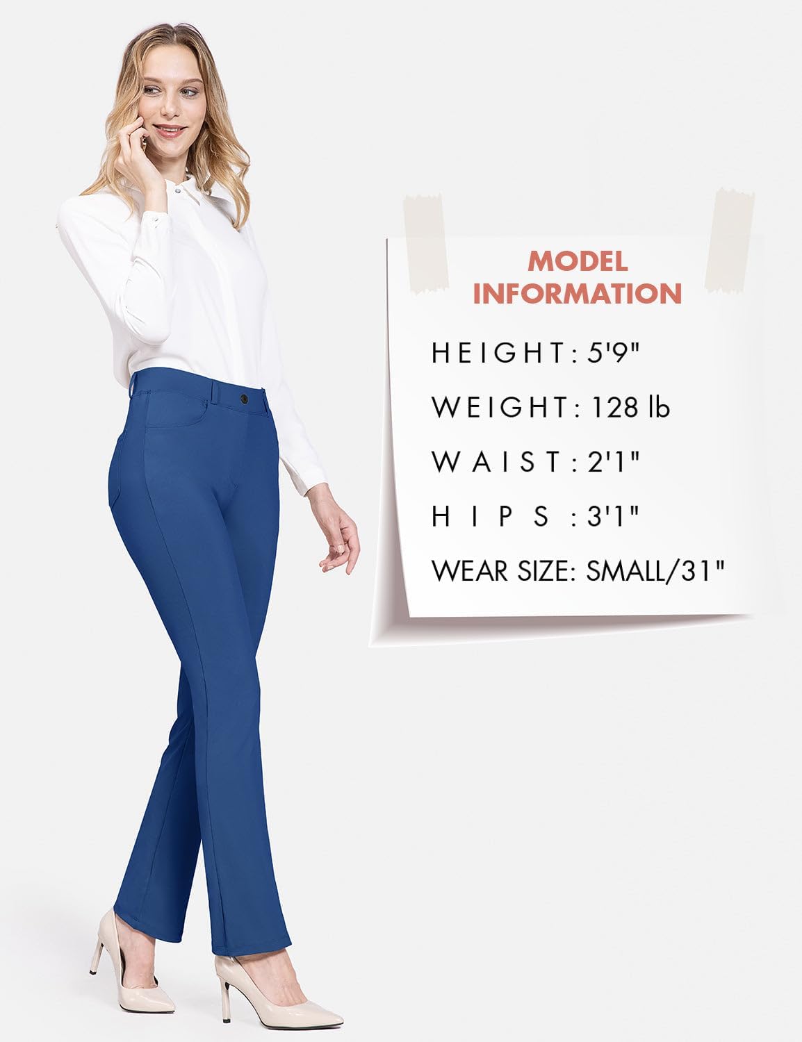 BALEAF - Pantalones de vestir de yoga para mujer, de 29 pulgadas/31 pulgadas, elásticos, pantalones de trabajo, informales, para negocios, pierna recta, corte de bota, con bolsillos