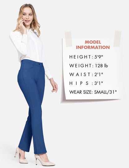 BALEAF - Pantalones de vestir de yoga para mujer, de 29 pulgadas/31 pulgadas, elásticos, pantalones de trabajo, informales, para negocios, pierna recta, corte de bota, con bolsillos