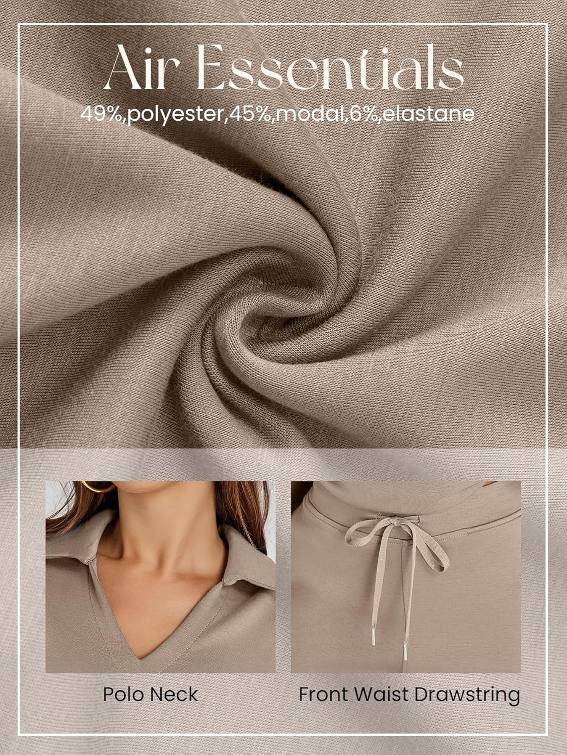 Glamaker - Conjunto de 2 piezas para mujer, estilo casual, manga larga, sudadera tipo polo y pantalones anchos a juego