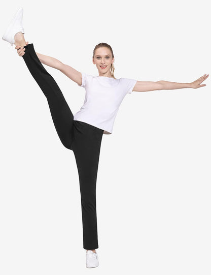 BALEAF - Pantalones de vestir de yoga para mujer, de 29 pulgadas/31 pulgadas, elásticos, pantalones de trabajo, informales, para negocios, pierna recta, corte de bota, con bolsillos