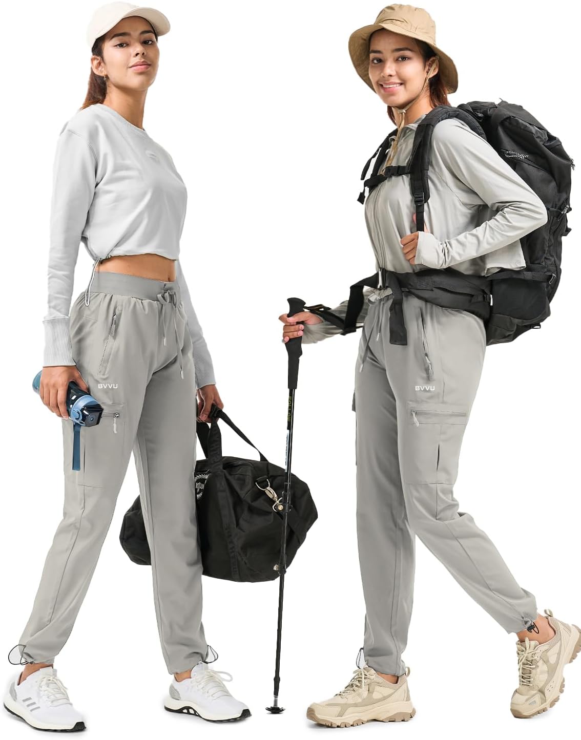 BVVU - Pantalones deportivos deportivos ligeros de secado rápido para mujer, pantalones de senderismo al aire última intervensión, impermeables, con bolsillos con cierre