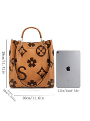 Set de bolsos de moda para mujer con relieve floral, que incluye un bolso de gran capacidad y un bolso cruzado; un conjunto versátil y actual, ideal para el día a día y los desplazamientos.