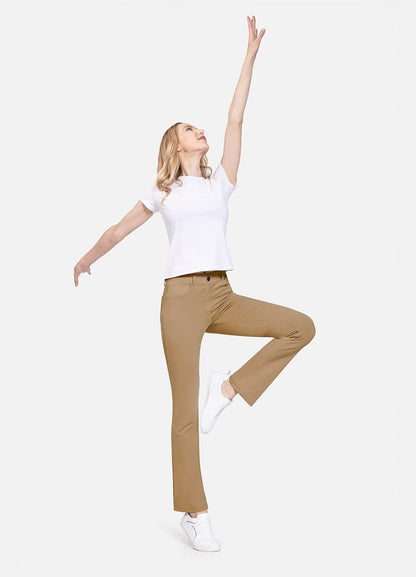 BALEAF - Pantalones de vestir de yoga para mujer, de 29 pulgadas/31 pulgadas, elásticos, pantalones de trabajo, informales, para negocios, pierna recta, corte de bota, con bolsillos