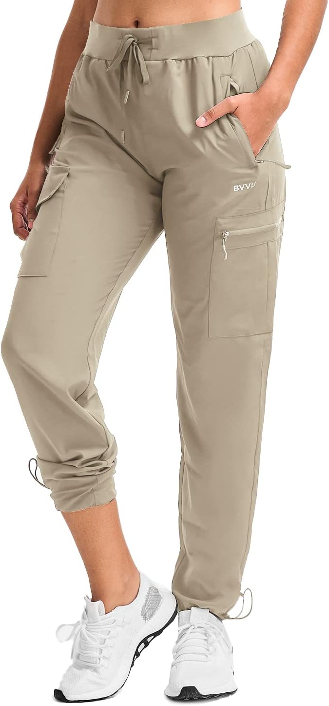 BVVU - Pantalones deportivos deportivos ligeros de secado rápido para mujer, pantalones de senderismo al aire última intervensión, impermeables, con bolsillos con cierre