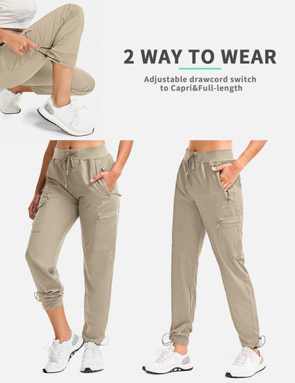 BVVU - Pantalones deportivos deportivos ligeros de secado rápido para mujer, pantalones de senderismo al aire última intervensión, impermeables, con bolsillos con cierre