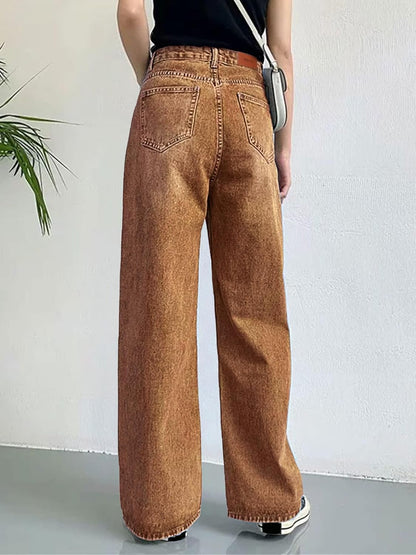 HDLTE Pantalones de Mezclilla Rasgados para Mujer, Pantalones de Mezclilla Holgados de Cintura Alta, Pantalones Rectos de Pierna Ancha, Pantalones de Calle Y2k