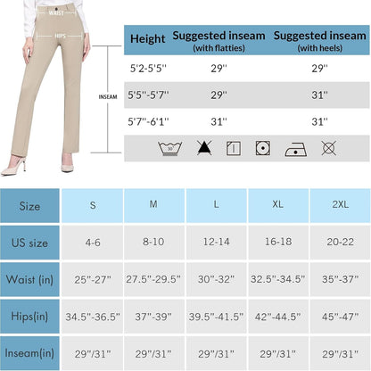 BALEAF - Pantalones de vestir de yoga para mujer, de 29 pulgadas/31 pulgadas, elásticos, pantalones de trabajo, informales, para negocios, pierna recta, corte de bota, con bolsillos