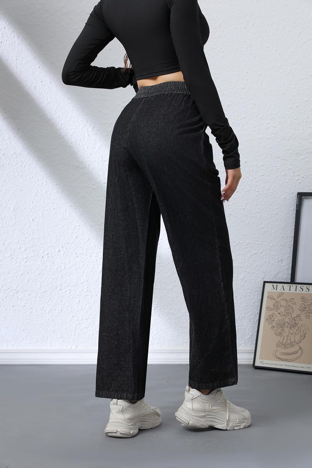 Love Welove - Jeans de Pierna Ancha para Mujer, elásticos, Cintura Alta, con cordón, Holgados, Talla Grande, 3XL