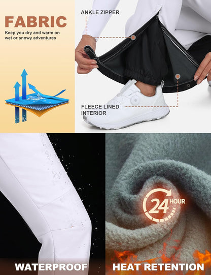 Heathyoga - Pantalones de nieve impermeables para mujer, pantalones de esquí para mujer, pantalones de snowboard y senderismo para mujer, pantalones cargo de forro polar