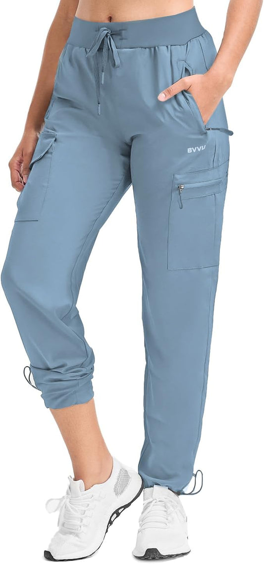 BVVU - Pantalones deportivos deportivos ligeros de secado rápido para mujer, pantalones de senderismo al aire última intervensión, impermeables, con bolsillos con cierre