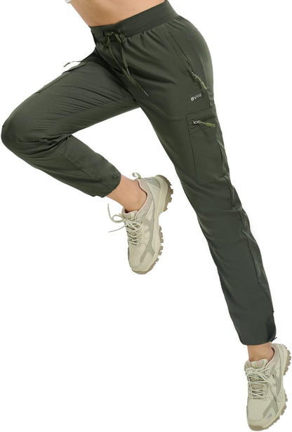BVVU - Pantalones deportivos deportivos ligeros de secado rápido para mujer, pantalones de senderismo al aire última intervensión, impermeables, con bolsillos con cierre