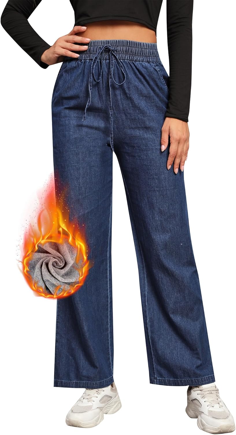 Love Welove - Jeans de Pierna Ancha para Mujer, elásticos, Cintura Alta, con cordón, Holgados, Talla Grande, 3XL