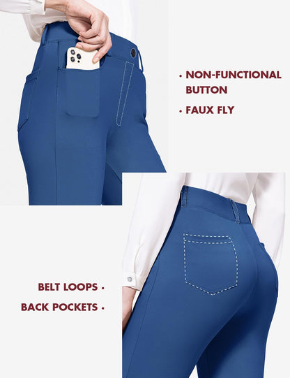 BALEAF - Pantalones de vestir de yoga para mujer, de 29 pulgadas/31 pulgadas, elásticos, pantalones de trabajo, informales, para negocios, pierna recta, corte de bota, con bolsillos