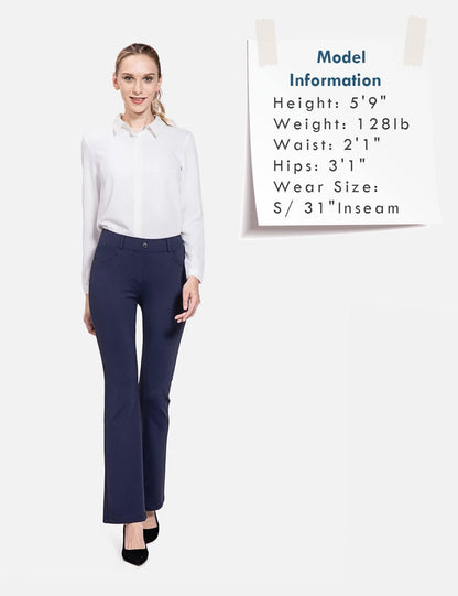 BALEAF - Pantalones de vestir de yoga para mujer, de 29 pulgadas/31 pulgadas, elásticos, pantalones de trabajo, informales, para negocios, pierna recta, corte de bota, con bolsillos